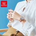 6893 OLEVS, reloj de pulsera de cuarzo para mujer, precios baratos, reloj impermeable de malla de acero con logotipo para mujer